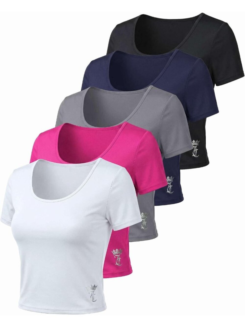 Women's Athletic Crop Top - Short Sleeve, Scoop Neck, Dry Fit Workout Tee